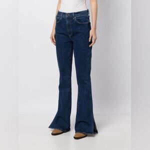 Le Jean Stella Flared Belt Loops Front Button Jeans Indigo Blue Women's Size 28